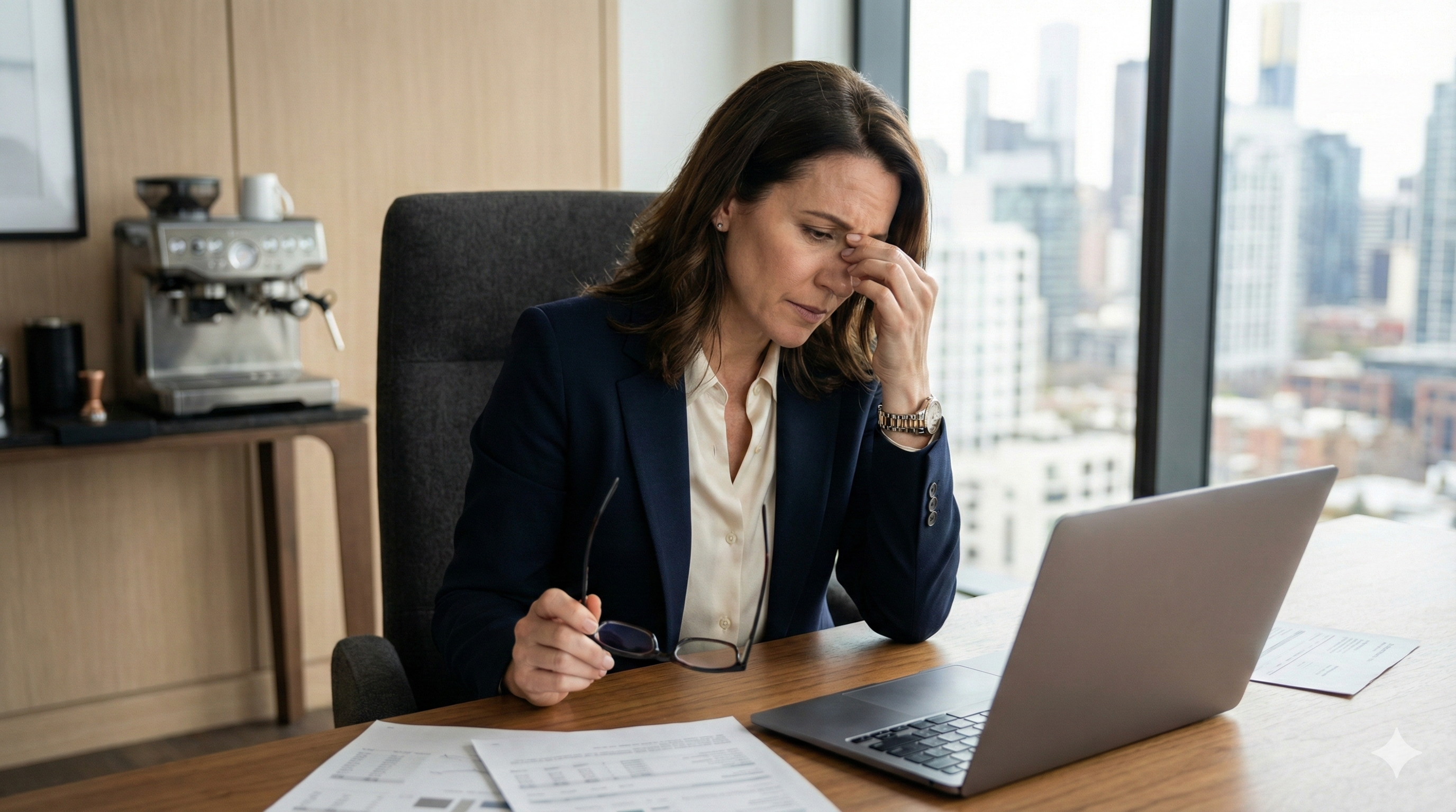 Mulher estressada com finanças